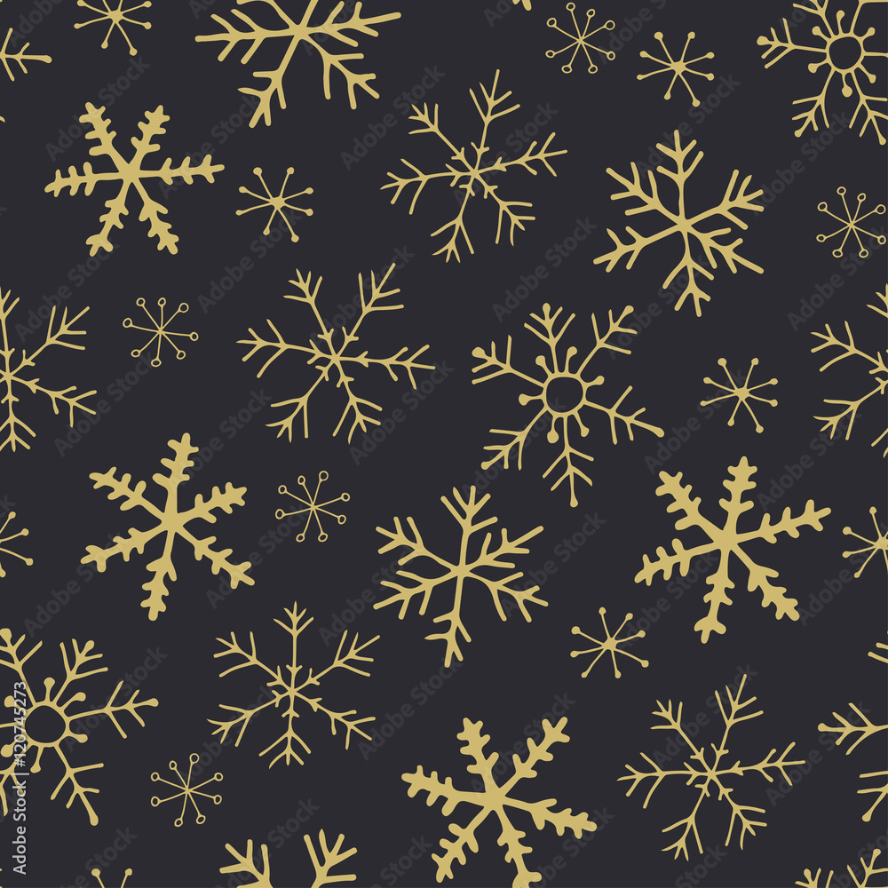 Gold snowflakes seamless pattern - vector Gold snowflakes seamless pattern - vector
