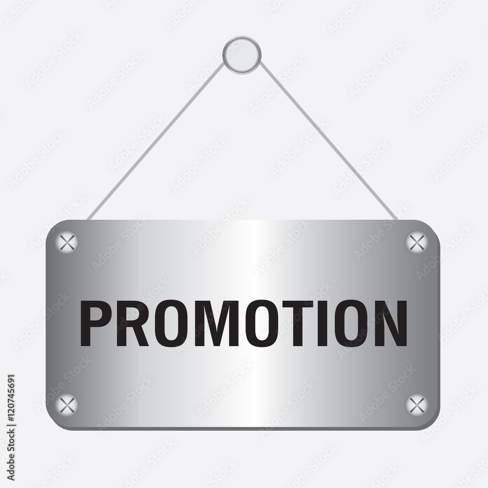 silver metallic promotion sign hanging on the wall silver metallic promotion sign hanging on the wall
