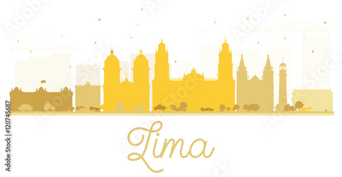 Lima City skyline golden silhouette.