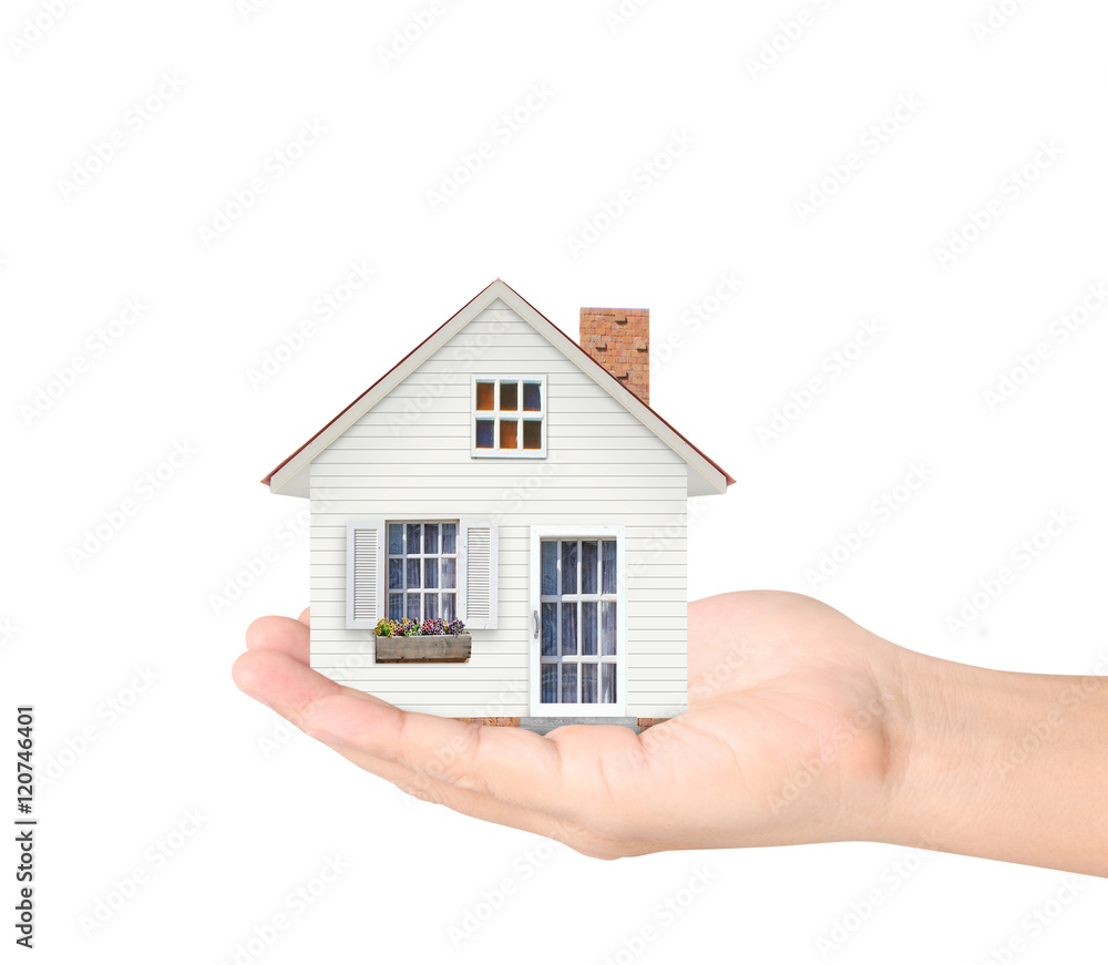 Mortgage concept by house from hand Mortgage concept by house from hand