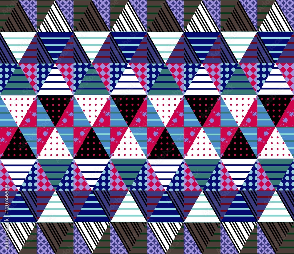 Fototapeta premium Ornamental seamless patchwork pattern. Ethnic background. Vector illustration. 