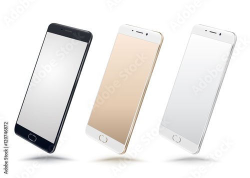 Smartphone mockups set on white background. Vector illustration. for printing and web element, Game and application mockup on smartphone