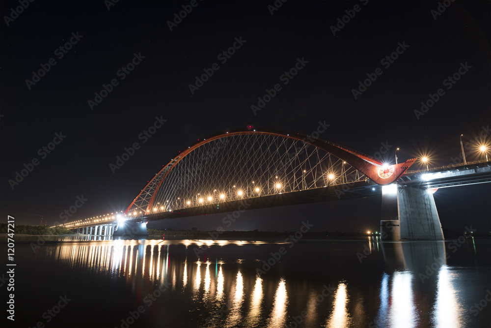 Bugrinsky Bridge at night