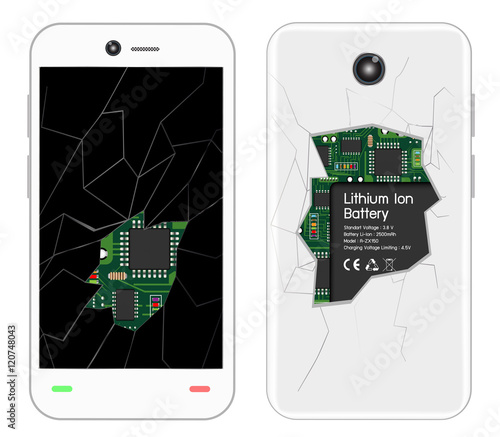 a broken smartphone vector
