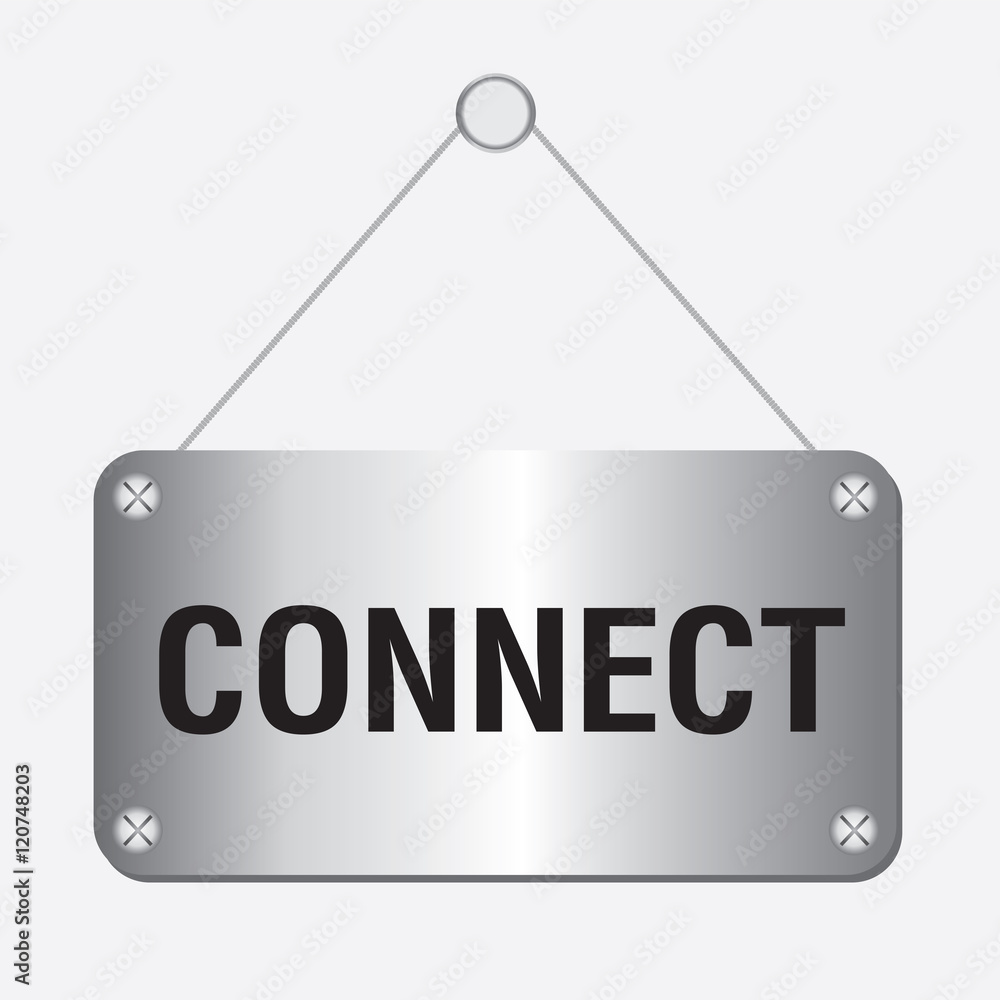 silver metallic connect sign hanging on the wall silver metallic connect sign hanging on the wall