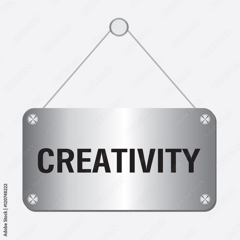silver metallic creativity sign hanging on the wall silver metallic creativity sign hanging on the wall