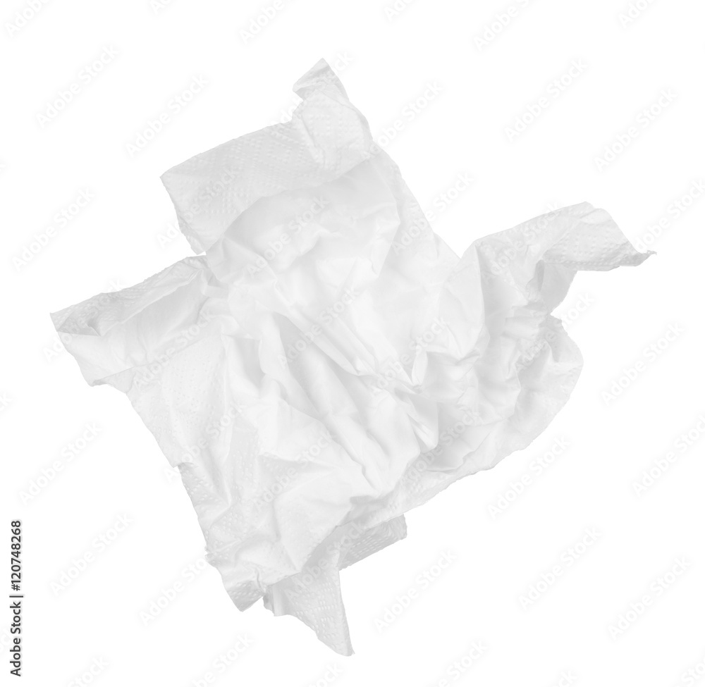 Fototapeta premium crumpled paper napkin in the form of a duck on an isolated white