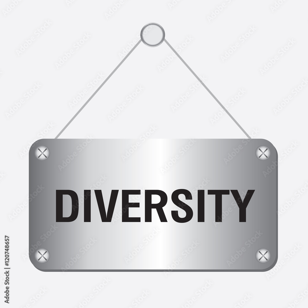 silver metallic diversity sign hanging on the wall silver metallic diversity sign hanging on the wall