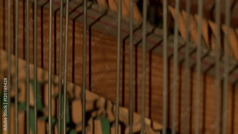 Music concept. Moving piano hammers, close-up Music concept. Moving piano hammers, close-up