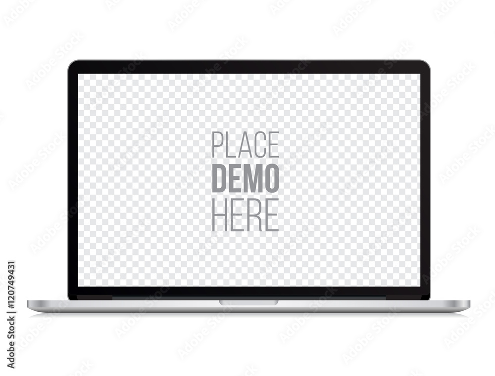 laptop front mockup macbook style isolated on the white background. Vector illustration...