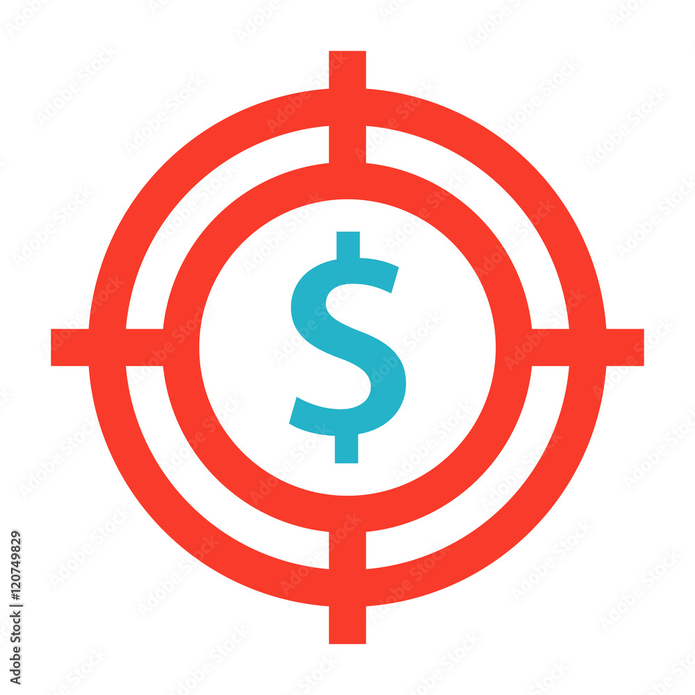 Business goals concept with dollar sign in crosshair. Business goals concept with dollar sign in crosshair.