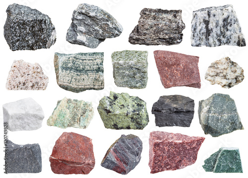 collection of metamorphic rock specimens photo