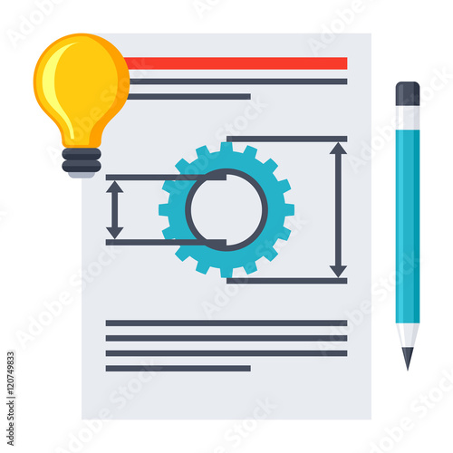 Product requirements document with idea and pencil.