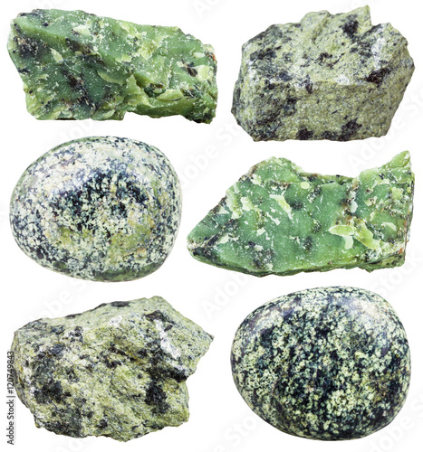 specimens of serpentine and serpentinite stones photo