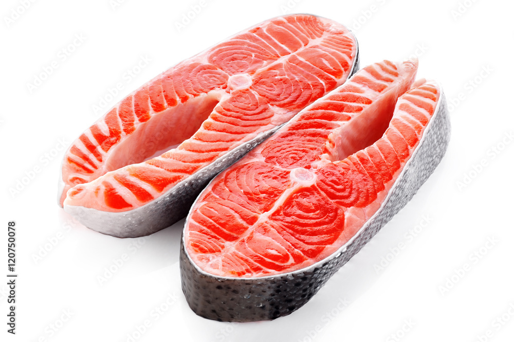 Fresh salmon isolated on white background