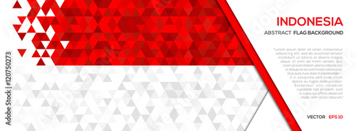 Abstract polygon Geometric Shape background.Indonesia flag