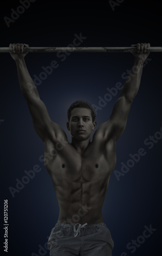 Sport. Image of young muscular male -- toned and stylized photo