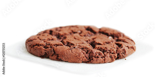 isolated photo Large chocolate fudge cookie  on a white background. 