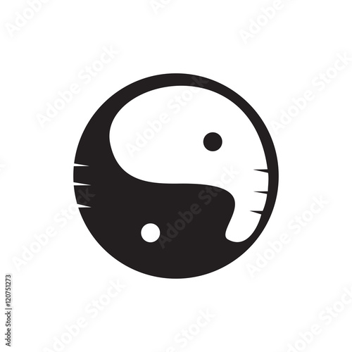 Elephant Ying Yang Logo Vector Icon