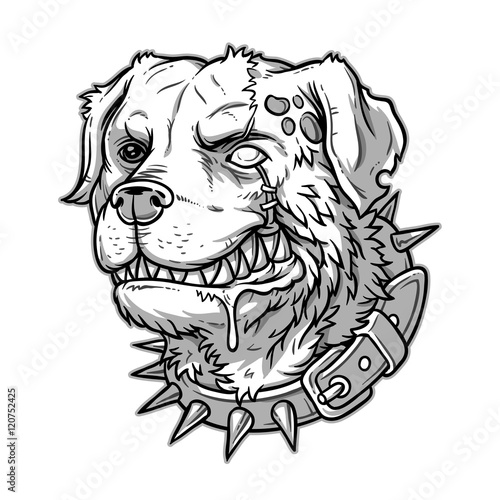 Vector illustration of evil mad dog
