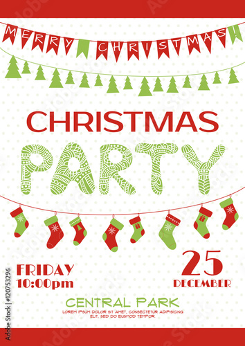 Christmas party invitation poster template
