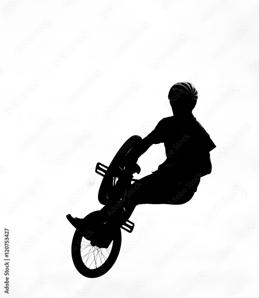 Naklejka premium Silhouette of bmx rider in action