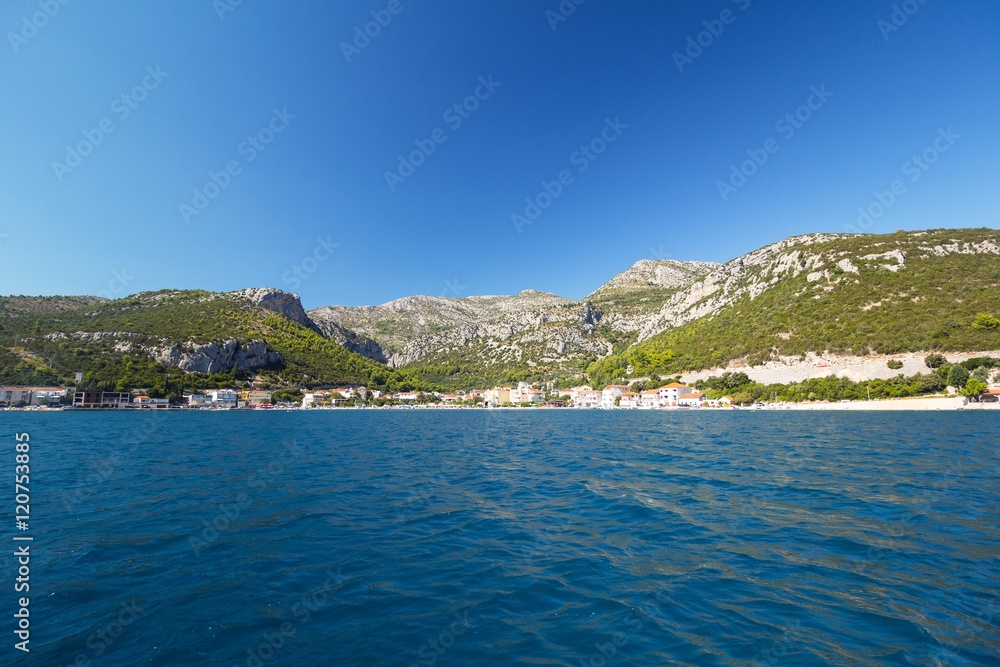 Overlooking the Adriatic Sea, the Mediterranean Sea in a small town Klek, Dalmatia