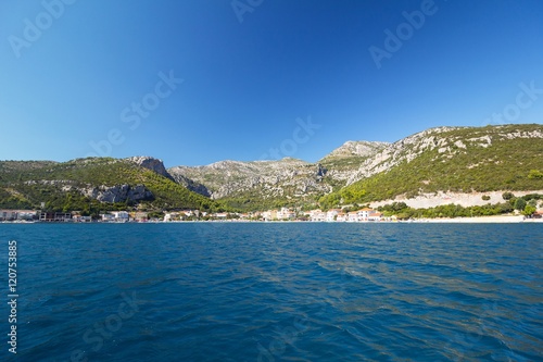 Overlooking the Adriatic Sea  the Mediterranean Sea in a small town Klek  Dalmatia