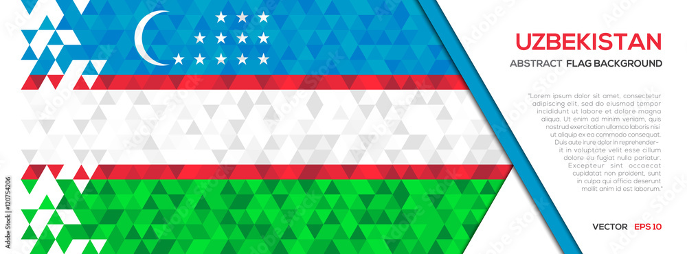 Abstract polygon Geometric Shape background.Uzbekistan flag Abstract polygon Geometric Shape background.Uzbekistan flag