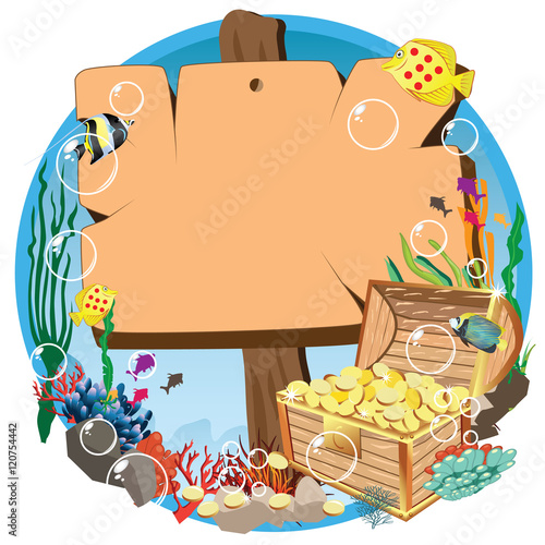 signboard submarine and treasure