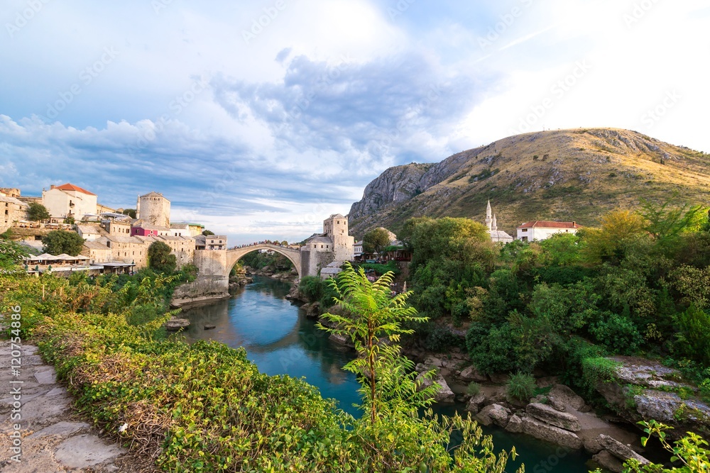 Old Bridge of Mostar, valley of the Neretva River, Bosnia and Herzegovina