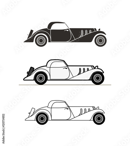 Retro cabriolet sport car, vintage collection