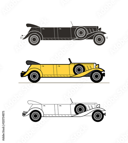 Retro limousine cabriolet car, vintage collection