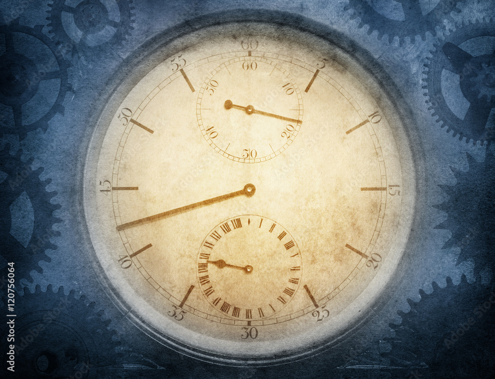 custom made wallpaper toronto digitalGrunge clock face and gear. Retro style.