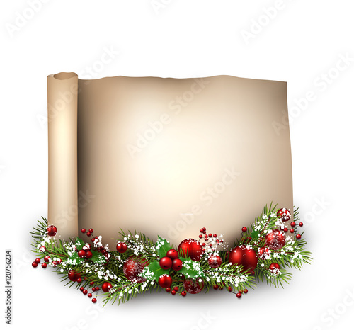 Merry Christmas scroll background.