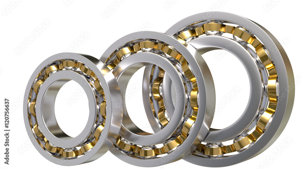 three ball bearings isolated on white background 3D three ball bearings isolated on white background 3D