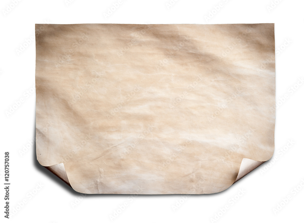 Old paper sheet isolated on white background Old paper sheet isolated on white background