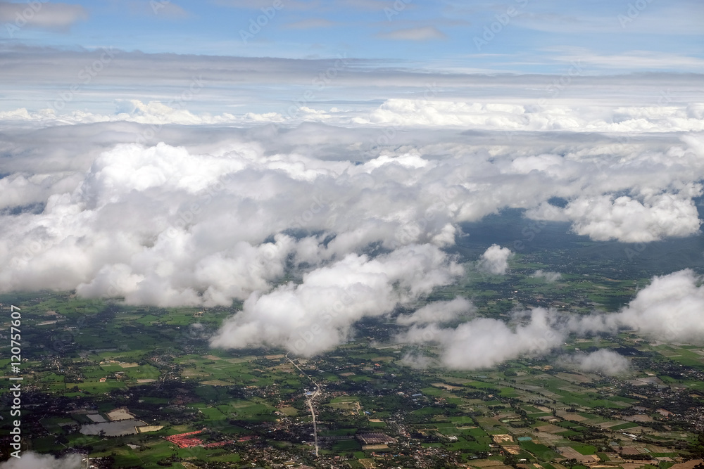 Aerial view of Chiangmai, Thailand from sky