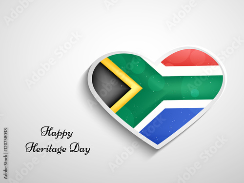 Illustration of heart with South Africa Flag for Heritage Day