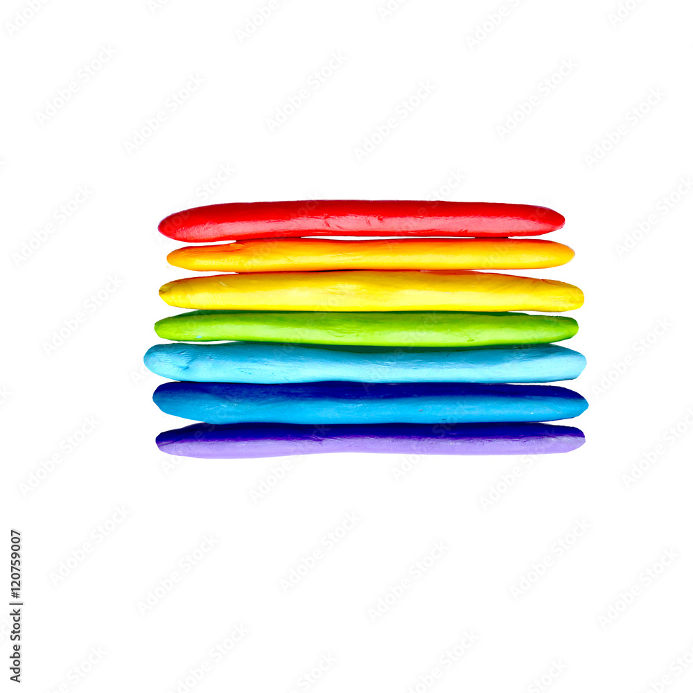 Plasticine  colorful rainbow sculpture isolated on white
