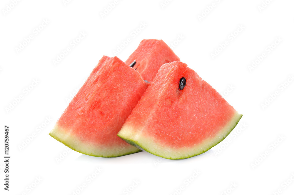 sliced watermelon with seed on white background sliced watermelon with seed on white background