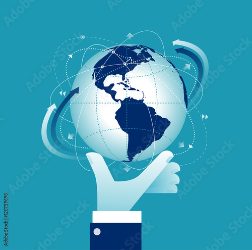 World at your fingertips. Concept business vector illustration
