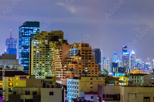 Cityscape on beautiful night from ratchadapisek road Bangkok Thailand s capital.