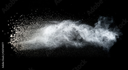 Flour on black background,Motion blur