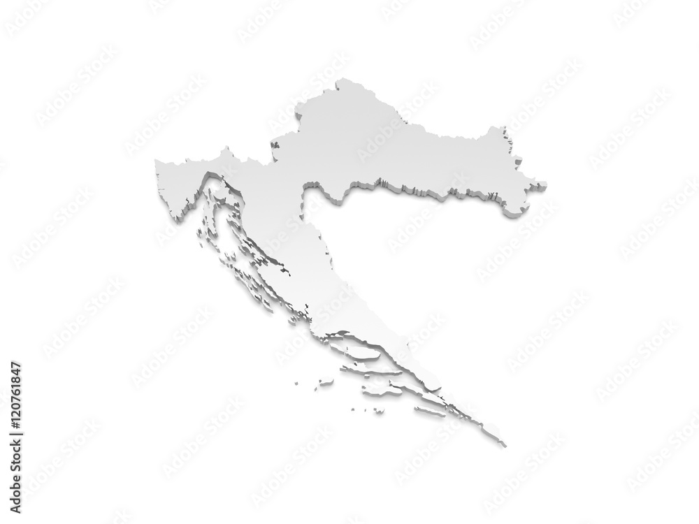 3D Illustration - Karte Kroatien