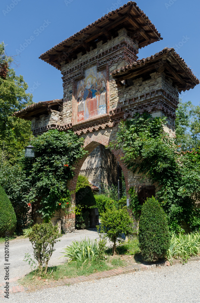 Open gates of Grazzano Visconti, Italy