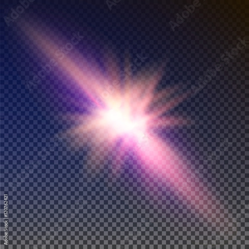 Collision of two forces with red and blue light. Vector illustration. Explosion concept.