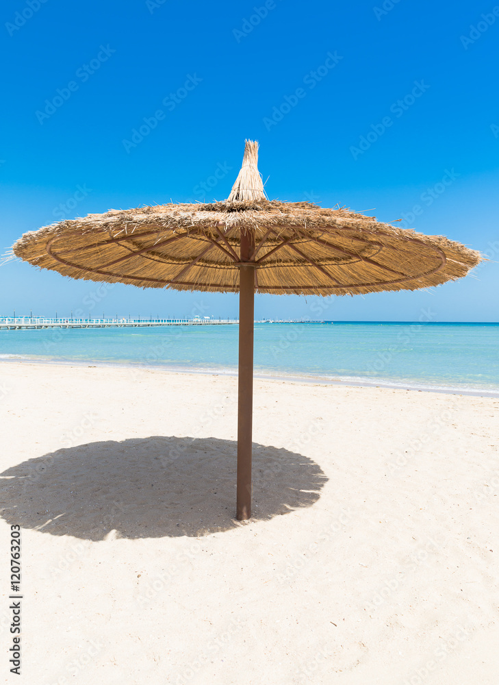 Sunshade umbrellas on the beach