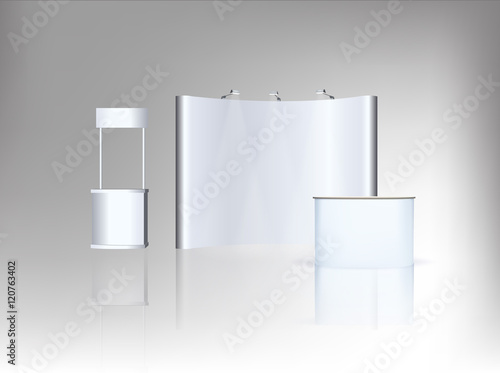 Trade exhibition stand, Exhibition round, 3D rendering visualiza