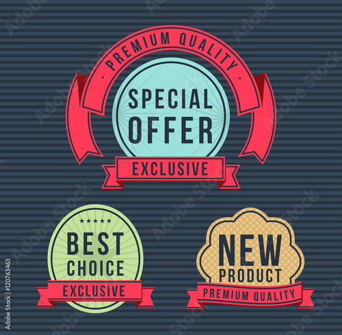 Vintage High Quality Label with Ribbons on Dark Background. Vector Isolated Illustration.